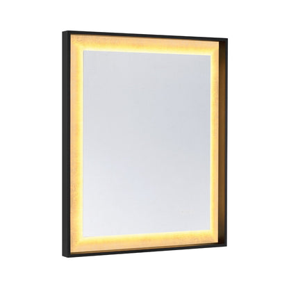 Savoy House Corvalis 30" x 36" LED Rectangle Frontlit Mirror with Sand Black and Gold Leaf Frame - alternate view