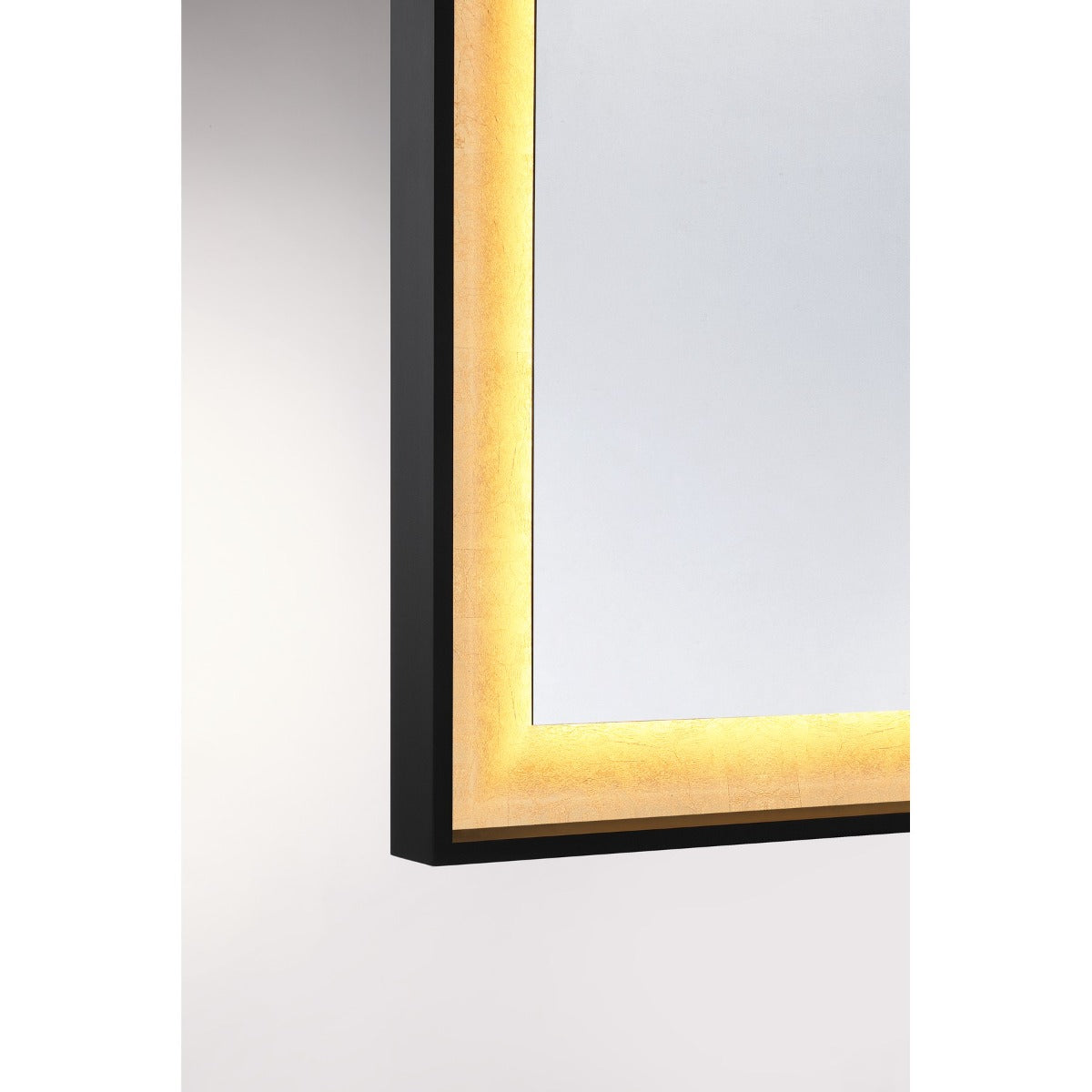 Savoy House Corvalis 30" x 36" LED Rectangle Frontlit Mirror with Sand Black and Gold Leaf Frame - alternate view