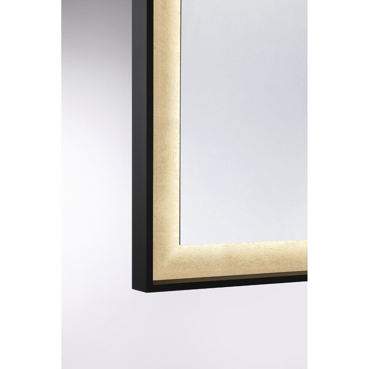 Savoy House Corvalis 30" x 36" LED Rectangle Frontlit Mirror with Sand Black and Gold Leaf Frame - alternate view