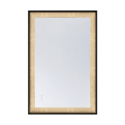 Corvalis 48" x 32" LED Rectangle Frontlit Mirror with Sand Black and Gold Leaf Frame