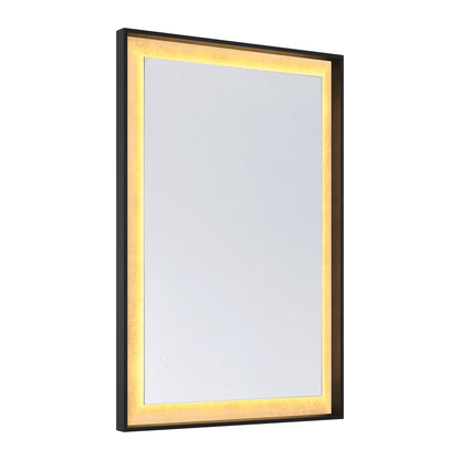 Corvalis 48" x 32" LED Rectangle Frontlit Mirror with Sand Black and Gold Leaf Frame
