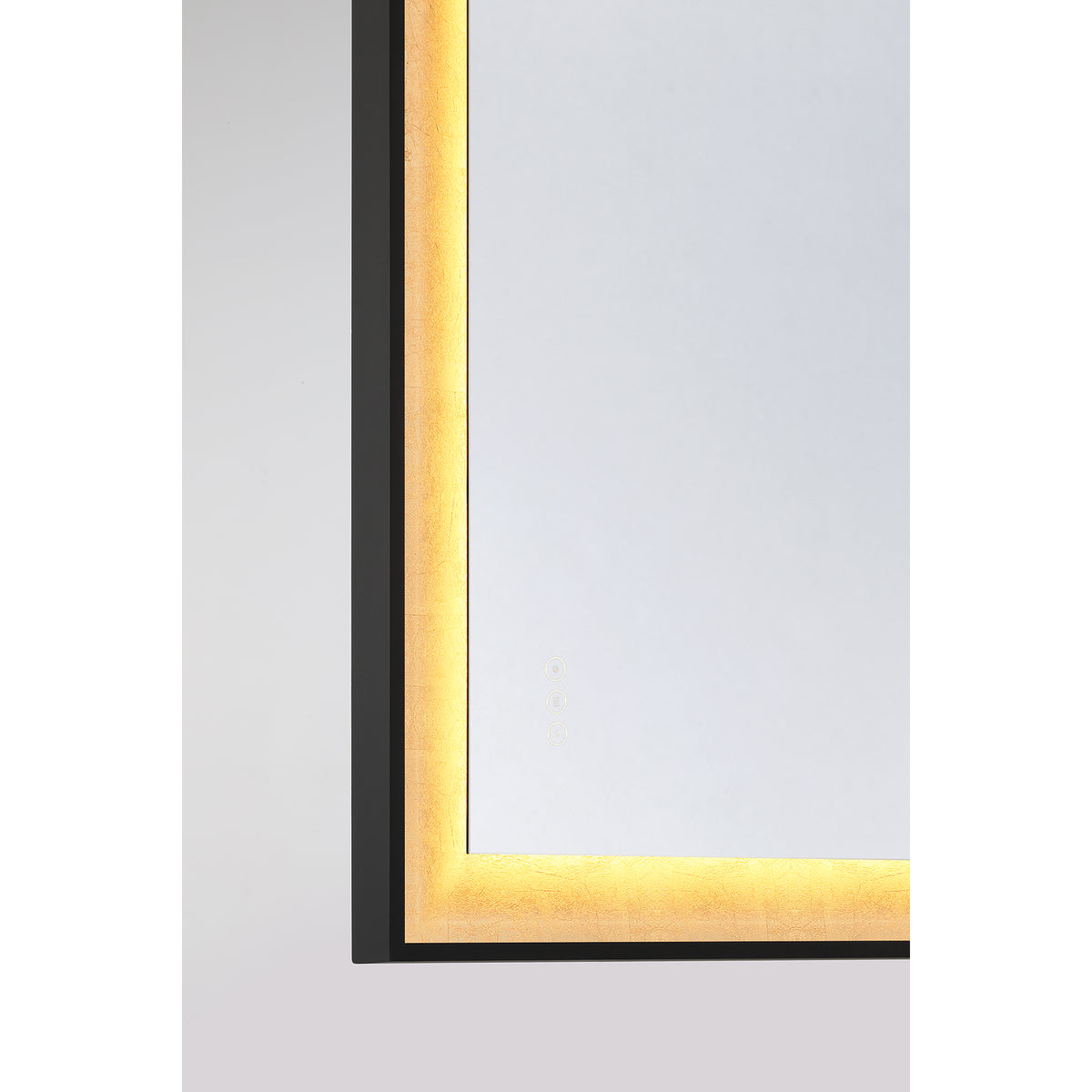 Corvalis 48" x 32" LED Rectangle Frontlit Mirror with Sand Black and Gold Leaf Frame