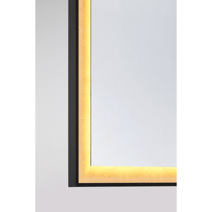Corvalis 48" x 32" LED Rectangle Frontlit Mirror with Sand Black and Gold Leaf Frame