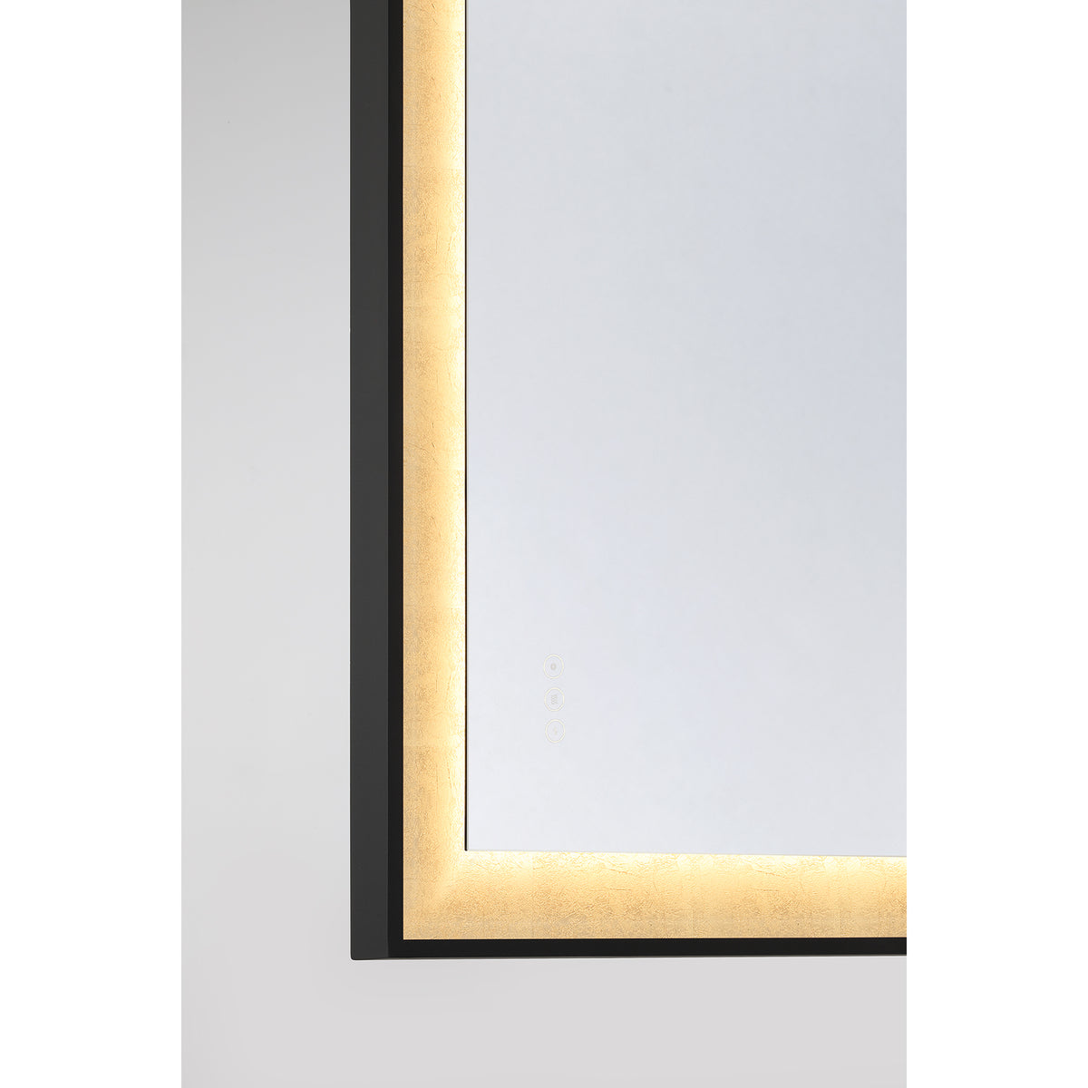 Corvalis 48" x 32" LED Rectangle Frontlit Mirror with Sand Black and Gold Leaf Frame