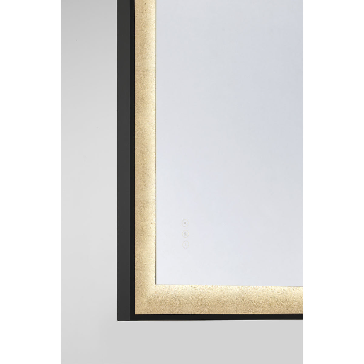 Corvalis 48" x 32" LED Rectangle Frontlit Mirror with Sand Black and Gold Leaf Frame