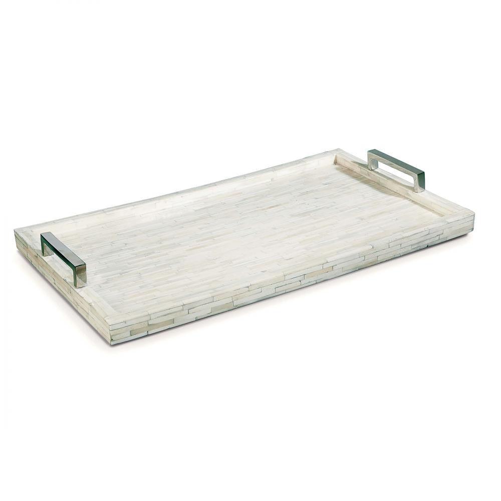 Regina Andrew Tray White Bone and Nickel Tray Nickel, Polished Nickel