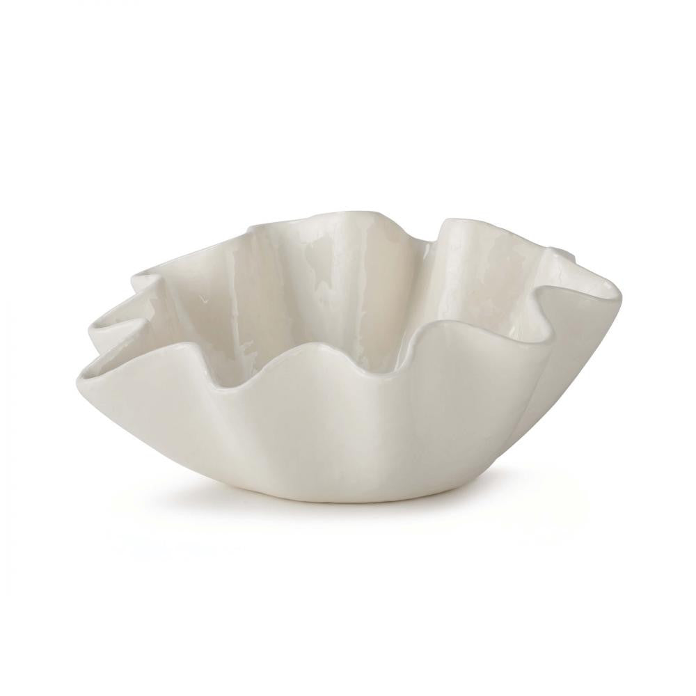 Regina Andrew Ruffle Ceramic Bowl Medium White, Ivory