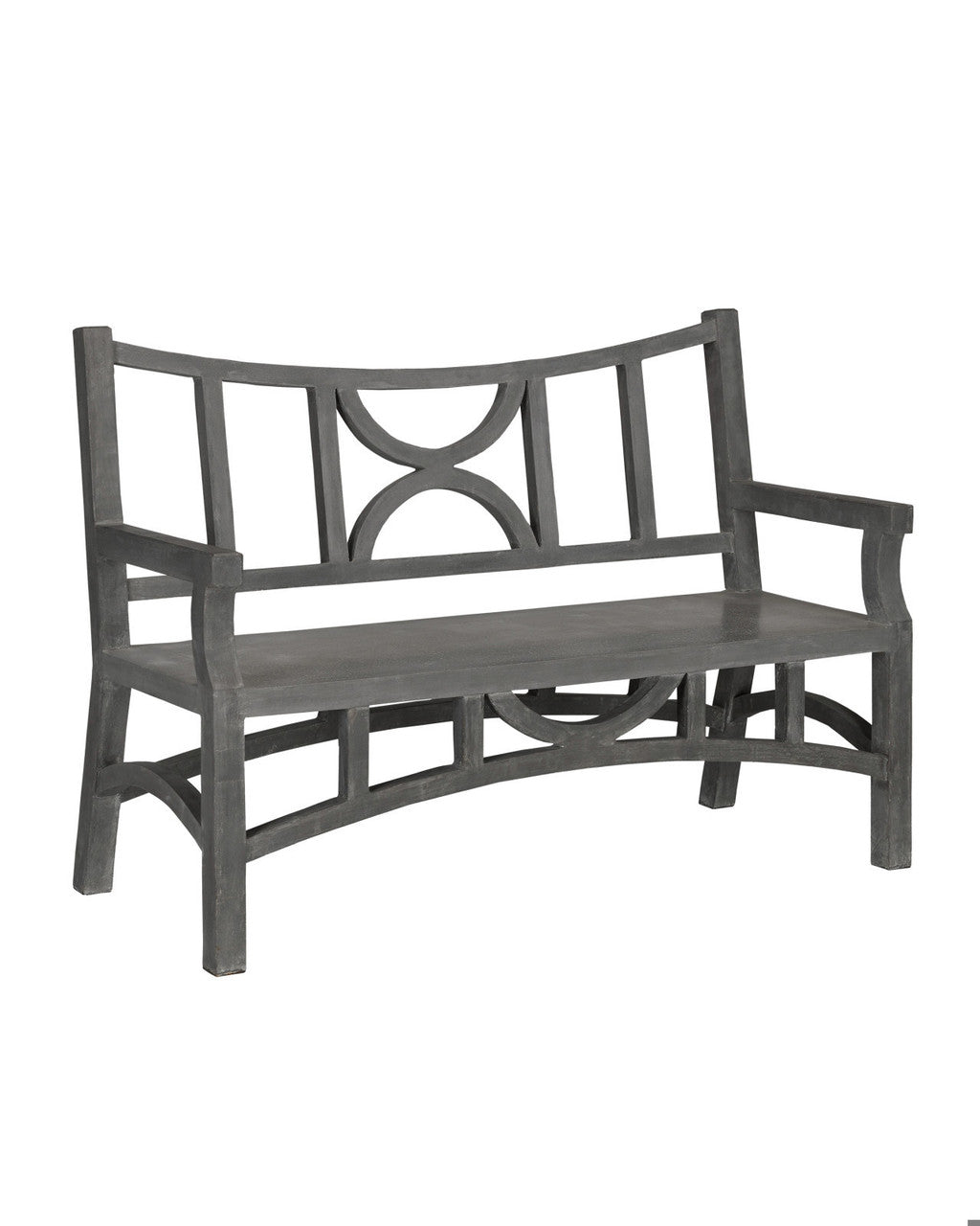 Currey and Company Colesden Bench Dark Gray, Faux Bois