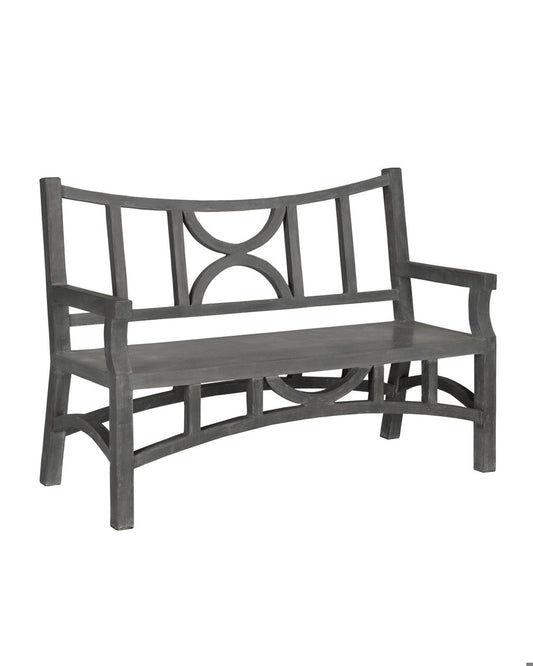 Currey and Company Colesden Bench Dark Gray, Faux Bois