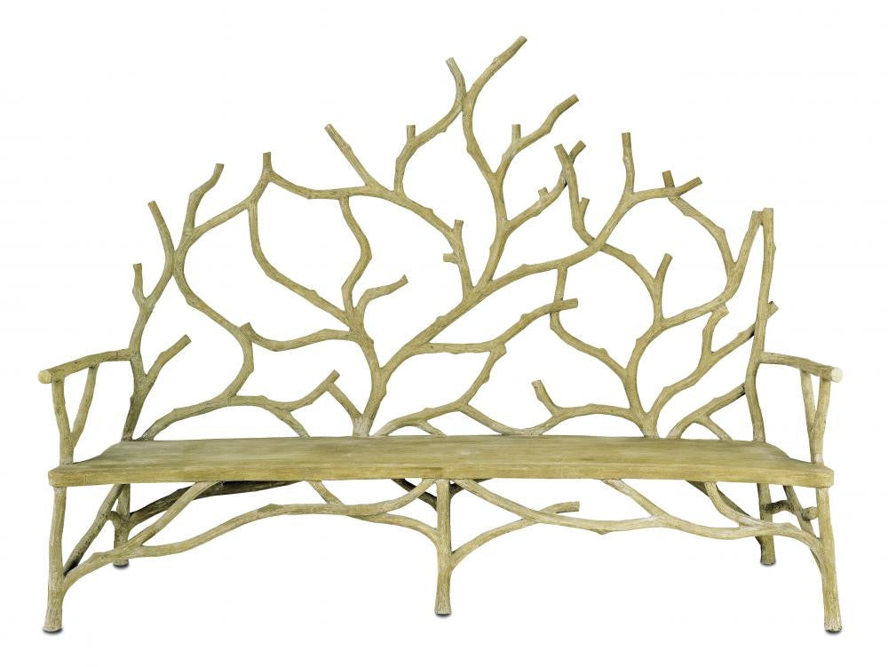 Elwynn Bench, Portland, Faux Bois, 86"W, Currey and Company (2008 9EVL)
