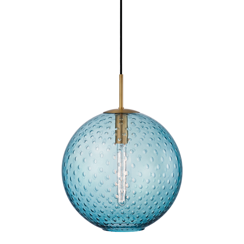 Hudson Valley Rousseau Pendant Aged Brass, Blue