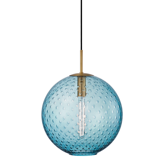 Hudson Valley Rousseau Pendant Aged Brass, Blue