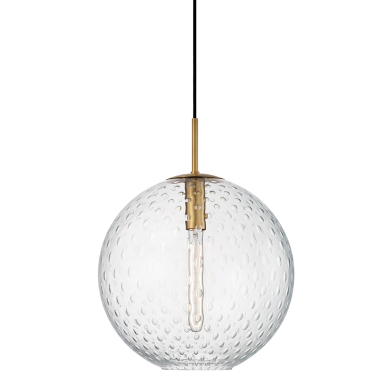 Hudson Valley Rousseau Pendant Aged Brass, Clear