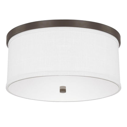 Midtown 3-Light Flush Mount - Burnished Bronze White Fabric