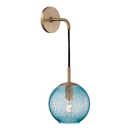 Hudson Valley Rousseau Wall Sconce Aged Brass, Blue