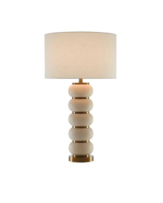 Currey and Company Luko Table Lamp Ivory, Antique Brass