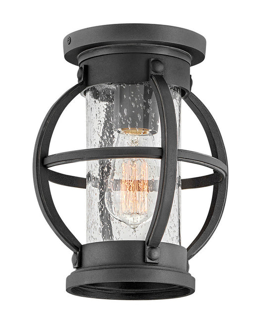 Hinkley Chatham Outdoor Medium Flush Mount Black, Museum Black