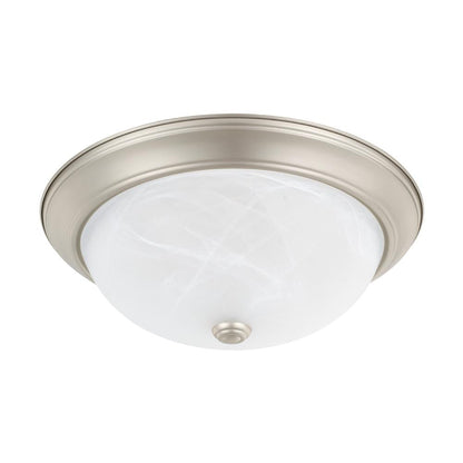 Bates 3-Light Flush Mount - Bronze, Faux Alabaster Glass