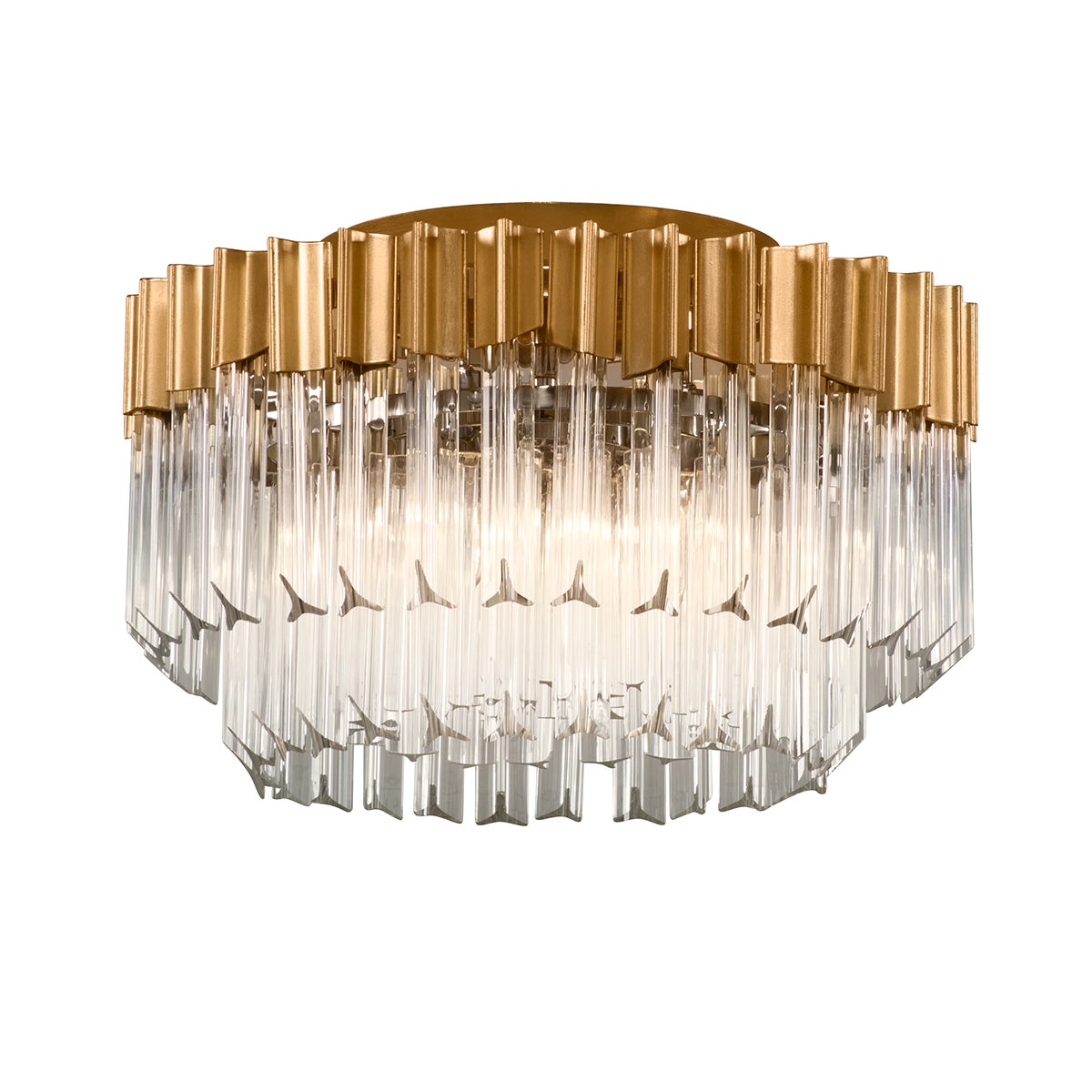 Corbett Charisma Semi-Flush Mount Gold Leaf with Stainless Steel