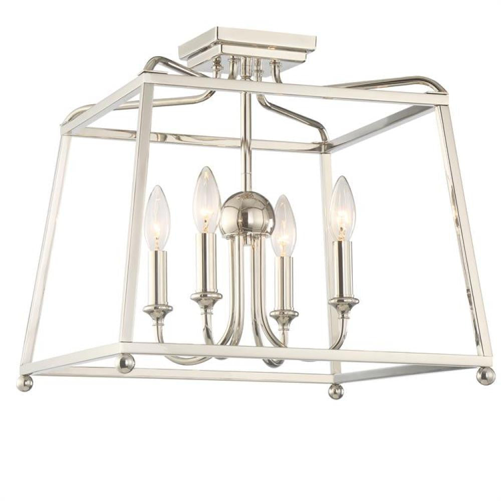 Crystorama Sylvan Semi Flush Mount No Shade Polished Nickel