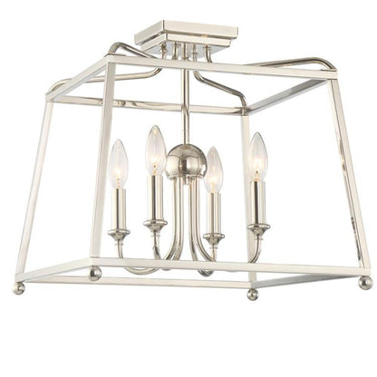 Crystorama Sylvan Semi Flush Mount No Shade Polished Nickel