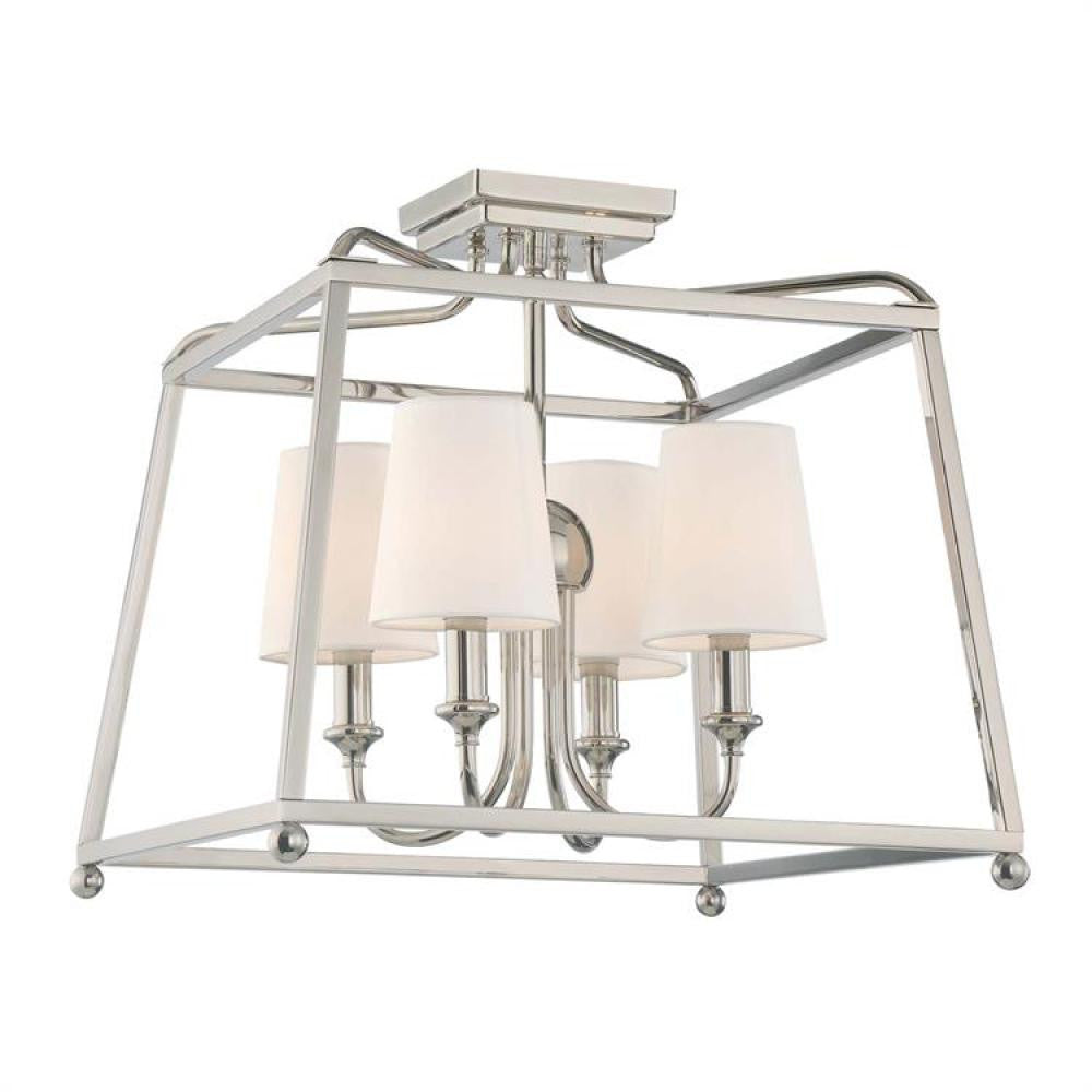 Crystorama Sylvan Semi Flush Mount Polished Nickel