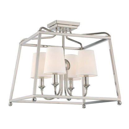 Crystorama Sylvan Semi Flush Mount Polished Nickel