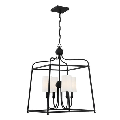 Crystorama Sylvan 21.5" 4-Light Chandelier Ivory Silk Shades