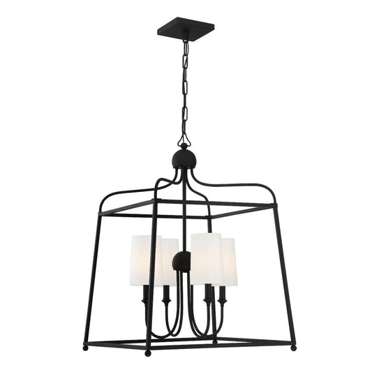 Crystorama Sylvan 21.5" 4-Light Chandelier Ivory Silk Shades
