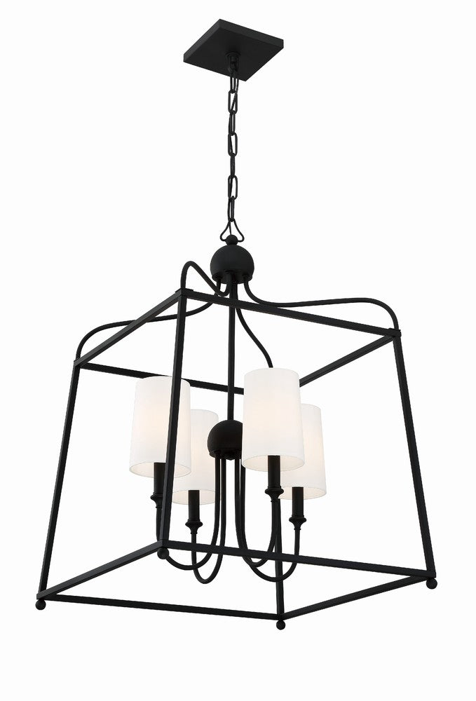 Crystorama Sylvan 21.5" 4-Light Chandelier Ivory Silk Shades