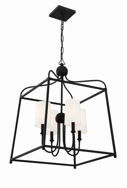 Crystorama Sylvan 21.5" 4-Light Chandelier Ivory Silk Shades