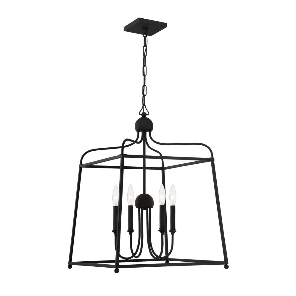 Crystorama Sylvan 21.5" 4-Light Chandelier Ivory Silk Shades