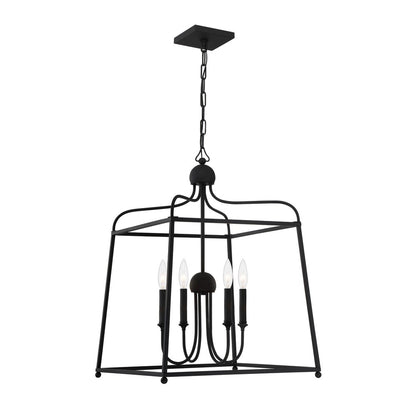 Crystorama Sylvan 21.5" 4-Light Chandelier Ivory Silk Shades