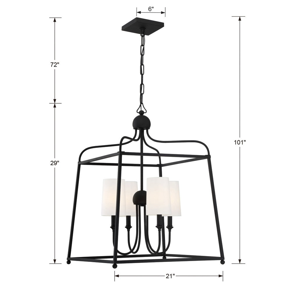 Crystorama Sylvan 21.5" 4-Light Chandelier - dimensions