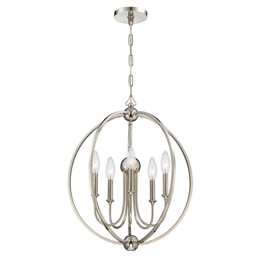Crystorama Sylvan 5 Light Chandelier No Shade Polished Nickel