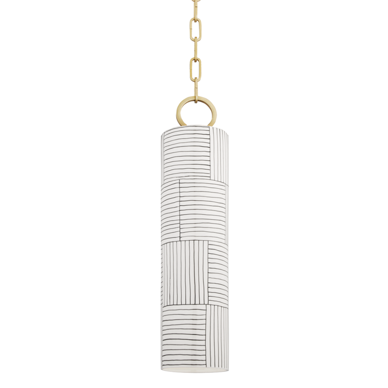 Hudson Valley Brookville Pendant Aged Brass, Stripe