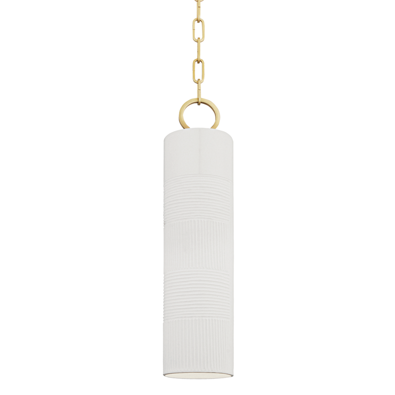 Hudson Valley Brookville Pendant Aged Brass, White