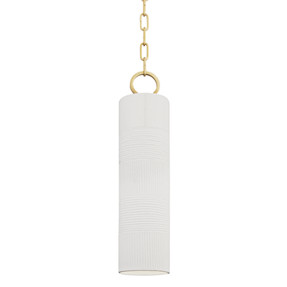 Hudson Valley Brookville Pendant Aged Brass, White