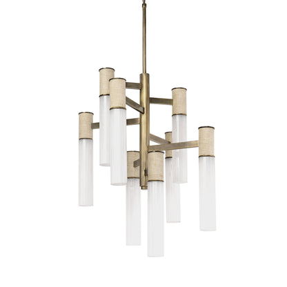 Palecek Vicente Chandelier - Natural / Frosted Glass