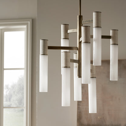 Palecek Vicente Chandelier - Natural / Frosted Glass - view 3