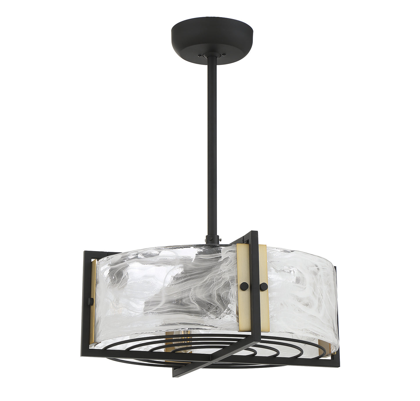 Hayward 4-Light Fan D'Lier in Matte Black with Warm Brass Accents