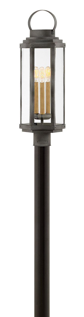 Hinkley Danbury Outdoor Post Mount Lantern Aged Zinc