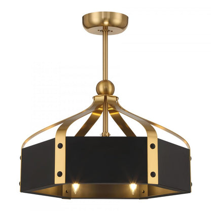 Savoy House Sheffield 6-Light LED Fan D'Lier - Matte Black with Warm Brass Accents