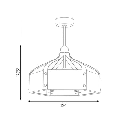 Sheffield 6-Light LED Fan D'Lier in White with Warm Brass Accents