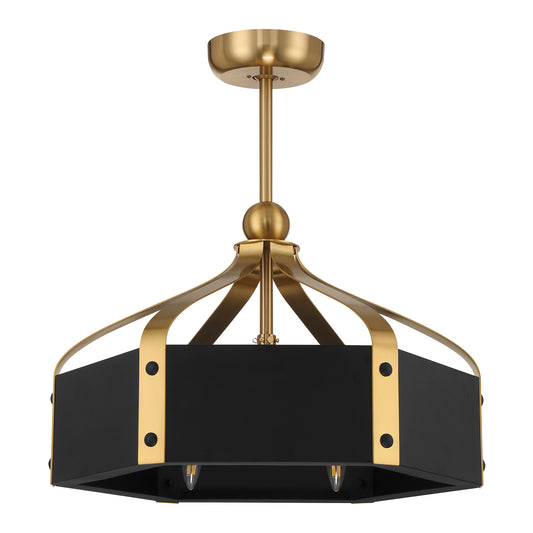 Savoy House Sheffield 6-Light LED Fan D'Lier - Matte Black with Warm Brass Accents, view 2