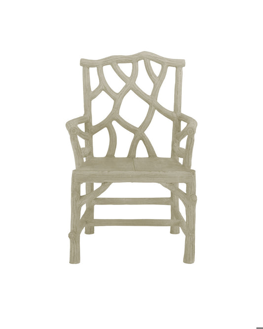 Woodland Arm Chair, Faux Bois, 26"W, Currey and Company 2706