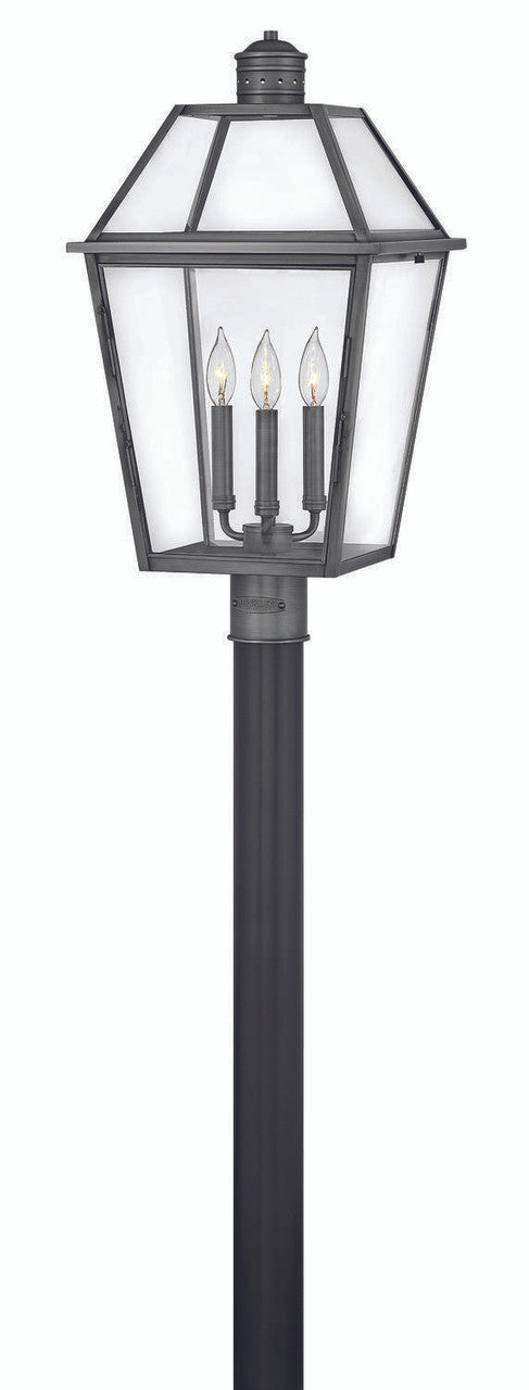 Hinkley Nouvelle Outdoor Post Top or Pier Mount Lantern Blackened Brass