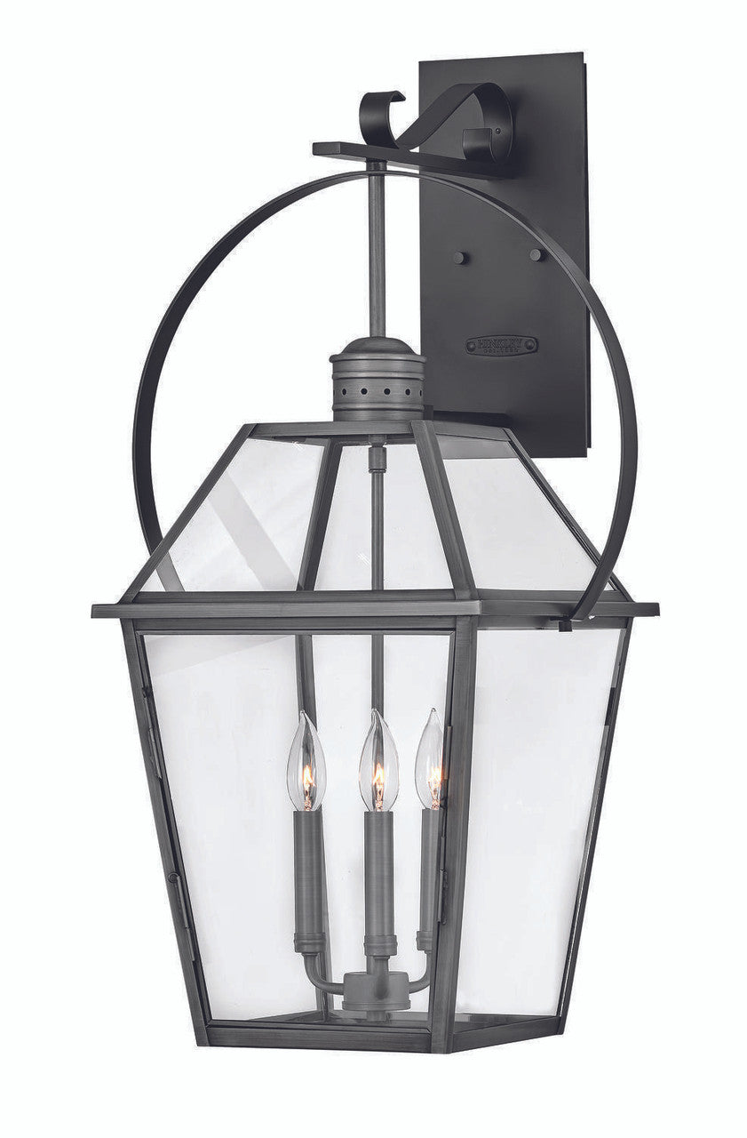 Hinkley Nouvelle Outdoor Wall Mount Lantern Blackened Brass