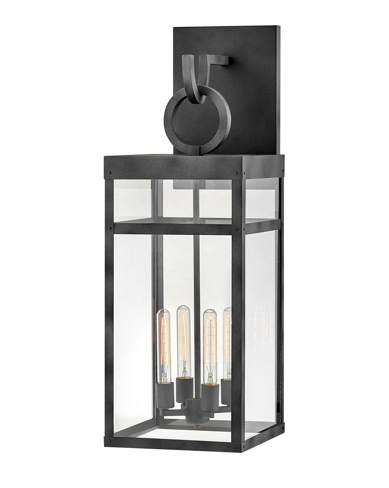 Hinkley Porter Outdoor Wall Lantern Aluminum, Gray, Aged Zinc