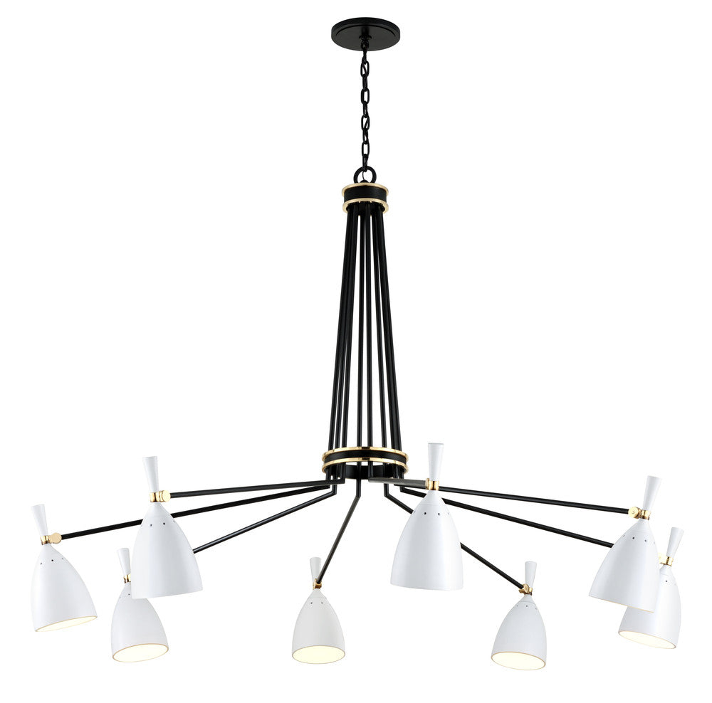 Corbett Utopia Chandelier Black Brass, Off White Shades